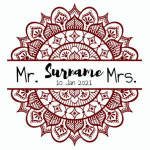Wedding Favour - Mr. & Mrs. Surname Tea Towel Mandala  Design