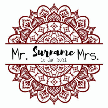 Wedding Favour - Mr. & Mrs. Surname Tea Towel Mandala  Design