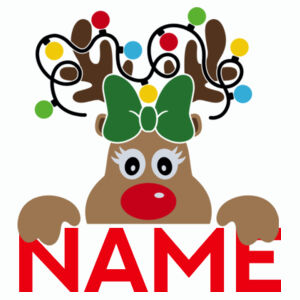 Girls Reindeer Custom Name Tee Design