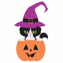 Ladies Halloween Cat Crop Tee Design