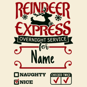 Personalised Reindeer Express Santa Sack  Design
