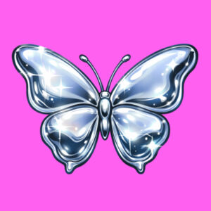 Chrome Butterfly Y2K Crop Tee - Womens Crop Tee's Design