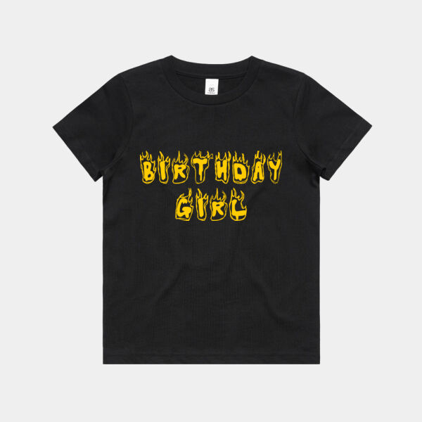 Custom Birthday Tee - Flame Text - Birthday Girl / Boy Thumbnail