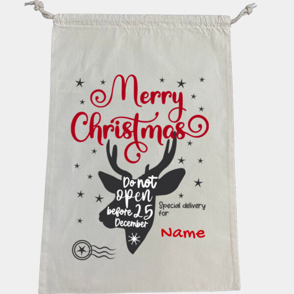 Santa Sack With Reindeer Design Thumbnail