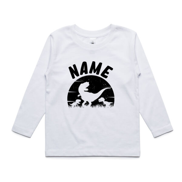 Custom Name Dinosaur Kids Long Sleeve Tee Thumbnail