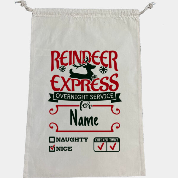 Personalised Reindeer Express Santa Sack  Thumbnail