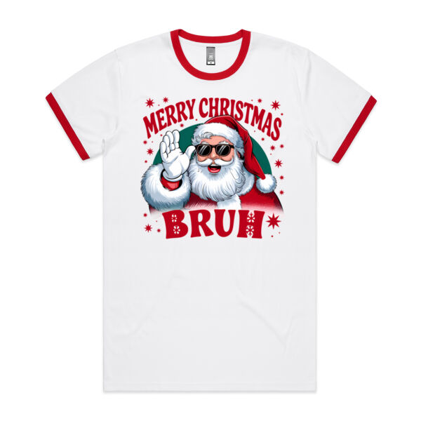 Mens Ringer Tee - Merry Christmas Bruh Thumbnail