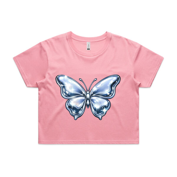 Chrome Butterfly Y2K Crop Tee - Womens Crop Tee's Thumbnail