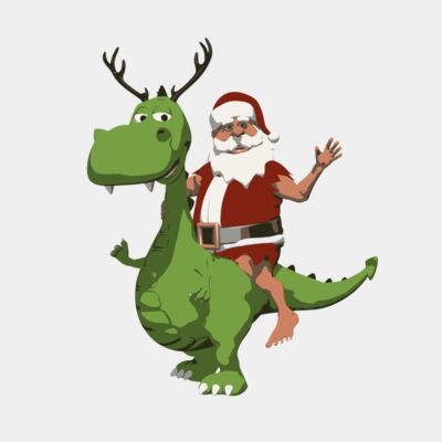 Santa rides a dino Thumbnail