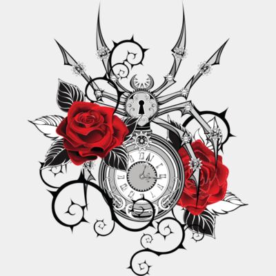 Mechanical Spider with Red Roses Thumbnail