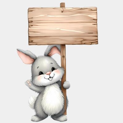 Bunny Holding A Wooden Sign  Thumbnail