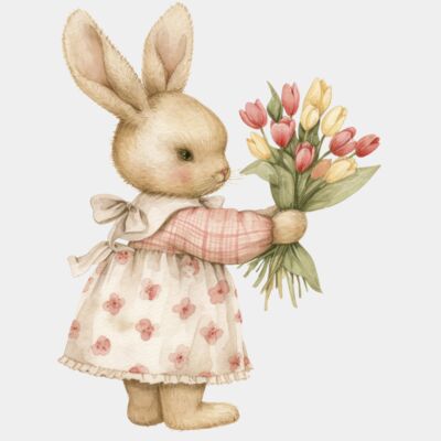 Bunny Holding up Flowers  Thumbnail