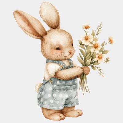 Rabbit Holding Flowers  Thumbnail