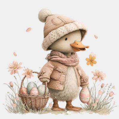 Duckling Holding Easter Basket  Thumbnail