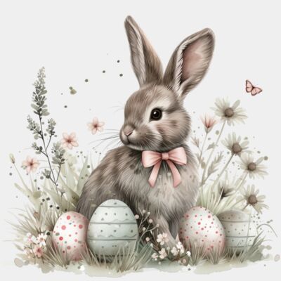 Rabbit With Easter Eggs  Thumbnail