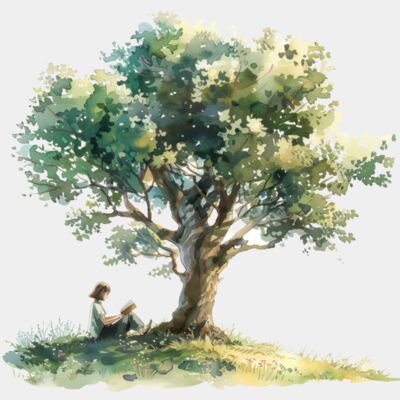 Girl Reading A book Under A Tree Thumbnail