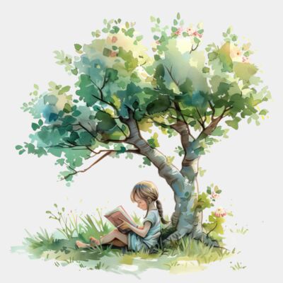 Girl Under a Tree With Her Book Thumbnail
