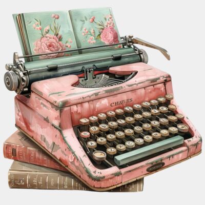 Pink Type Writer With Flower Paper  Thumbnail