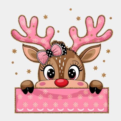 Pink glitter reindeer  Thumbnail