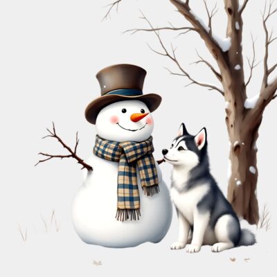 Snowman and dog  Thumbnail