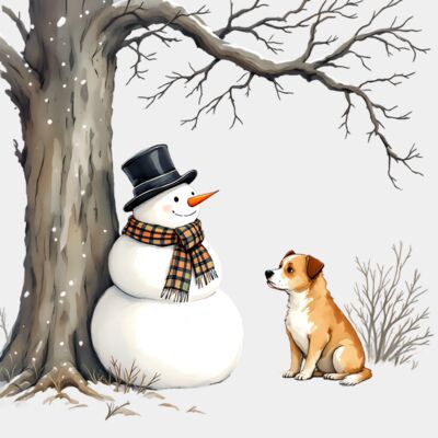 Snowman and dog  Thumbnail