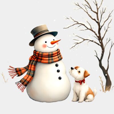 Snowman with dog  Thumbnail