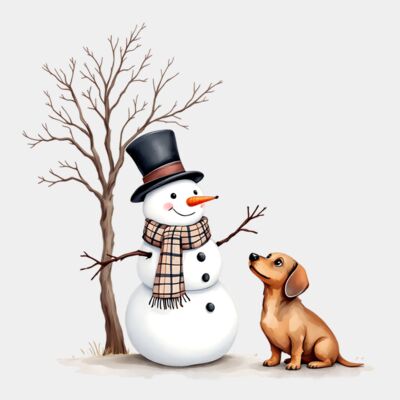 Snowman with dog  Thumbnail
