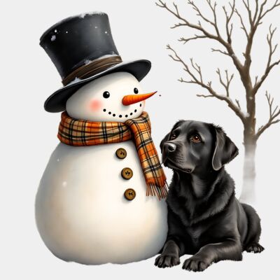 Snowman with dog  Thumbnail