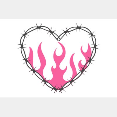 Y2K Barbed Wire Flaming Heart Thumbnail