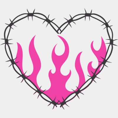 Y2K Barbed Wire Flaming Heart Thumbnail